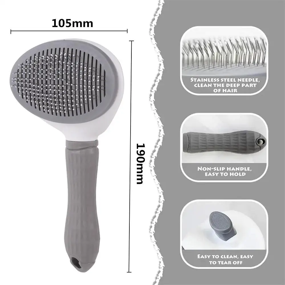 Pet Comb Automatic Hair Removal Comb Stainless Steel Needle Comb Cat Comb Cleaning Household Goods One Click Hair Removal