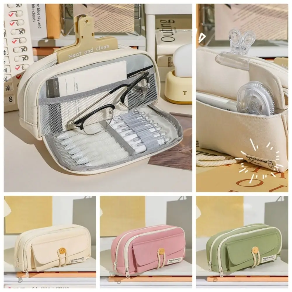

INS Large Capacity Desktop Storage Pouch Korean Style Multi-layer Makeup Cosmetic Pouch Pen Pouch Office Supplies