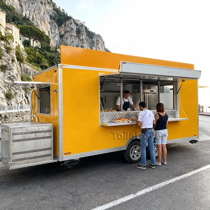 Outdoor Street Food Truck Largo Ice Cream Waffle Vintage Food Cart Trailer Crepe Mobile Custom Food Trailer for Sale USA