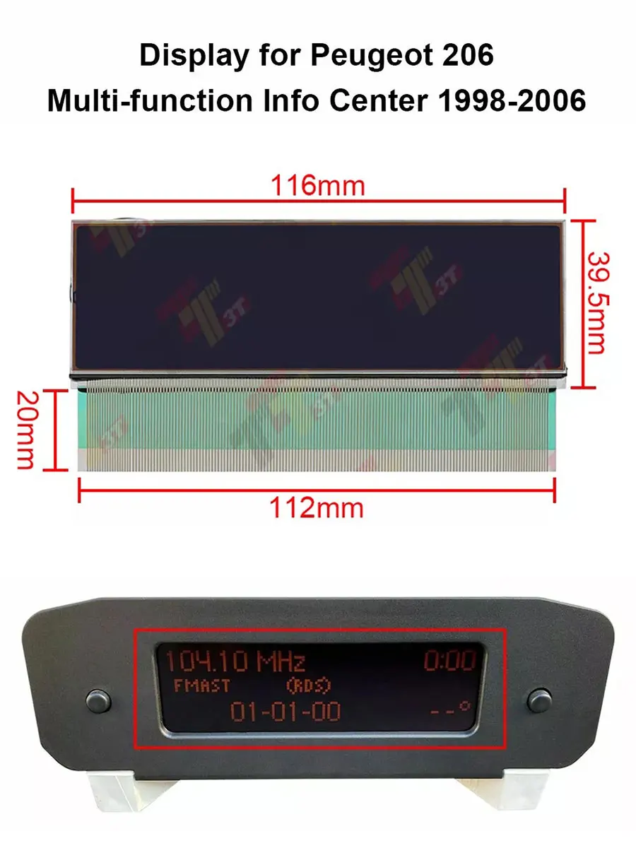 Armaturenbrett-LCD-Display für Peugeot 307 206 Multifunktionales Informationszentrum Auto-Innenausstattung für Verbessertes Fahrerlebnis – Detail 2