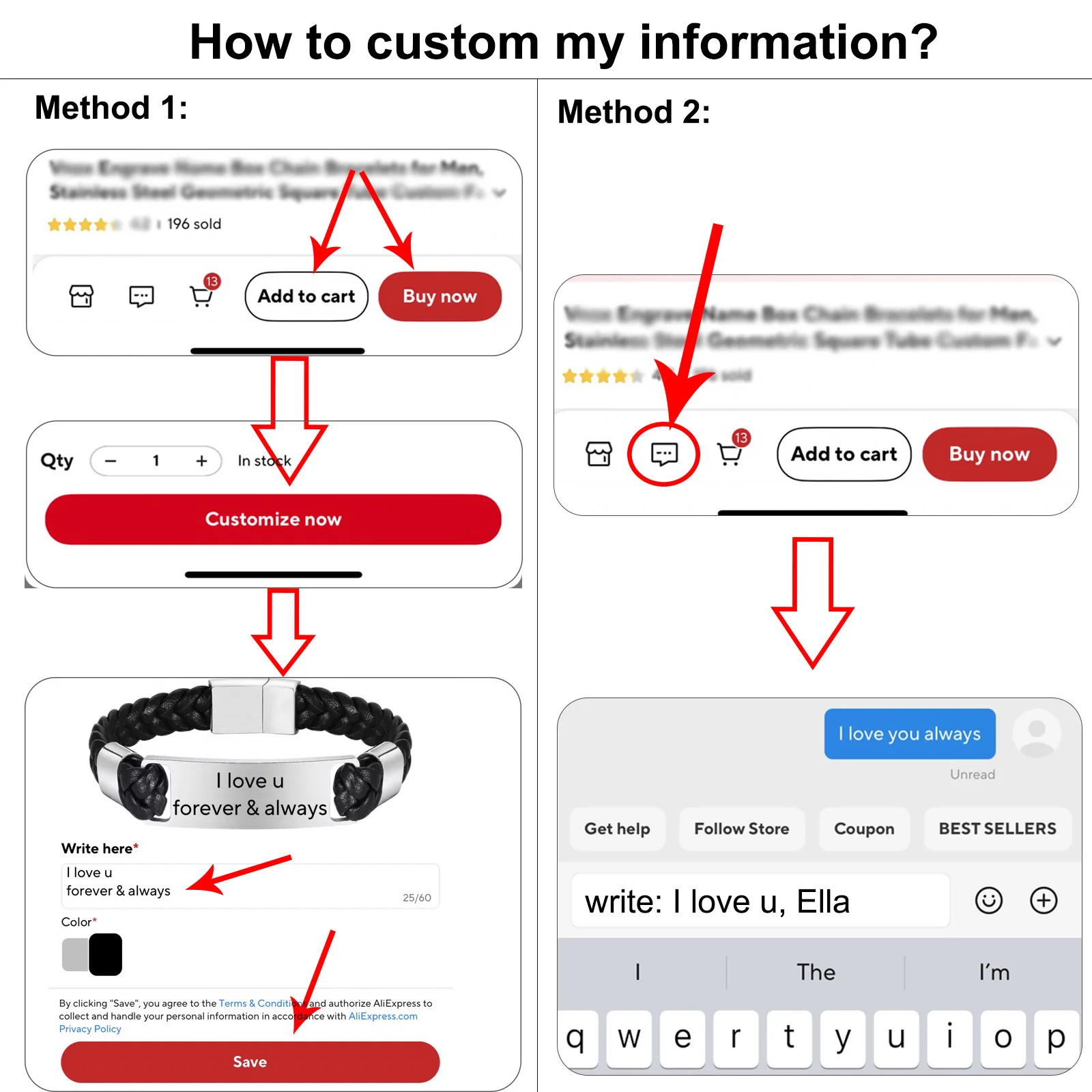 Pulsera de nominación de joyería de pareja de acero inoxidable personalizada mensaje grabable, símbolo de regalo romántico de diseño abierto del amor eterno