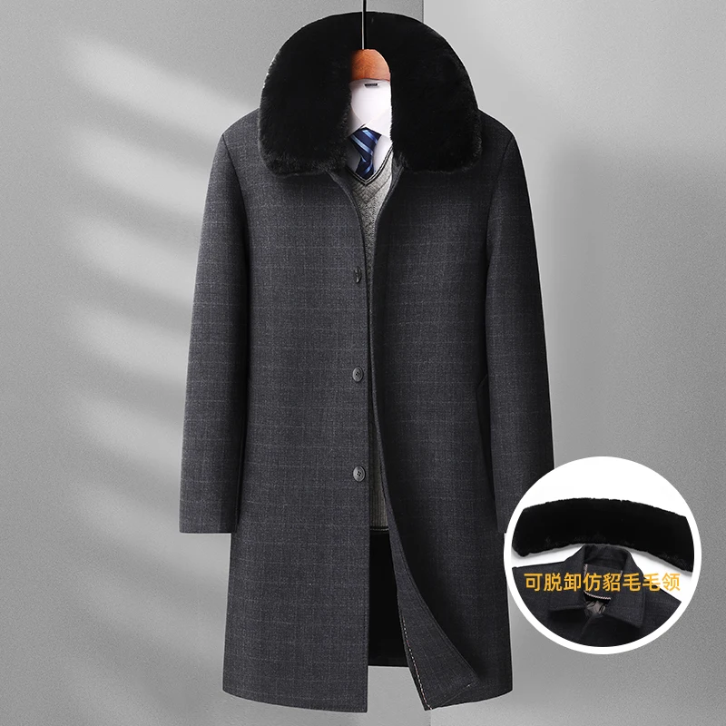 

2024 New style winter Men's Woolen Coat fashion Classic Casual Overcoat Mens high quality Thick trench coat men size M-XXXL