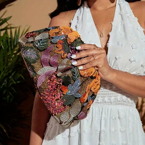 Bolso de fiesta moderno y versátil, encantador, elegante, temperamento, estilo tártaro informal de lujo con bolso de mano con estampado aleatorio