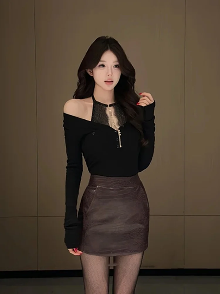 

XZY Sexy Slim Fit Base irt Top Women's High Waist Wrap around Skirt Set plus Size Korean Sle Commute Casual Polyester Fiber