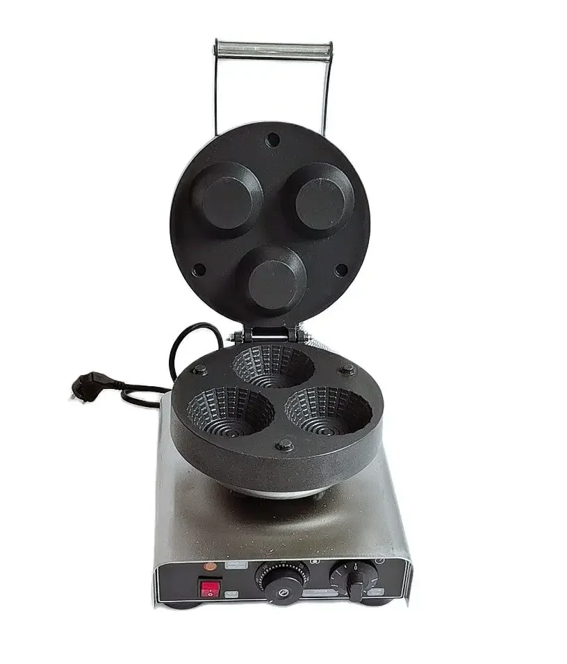 

Electric 3-Cup Commercial Waffle Cone Bowl Maker | Non-Stick Waffle Cup & Cone Machine | Snack-Size Pastry Baking Equipment