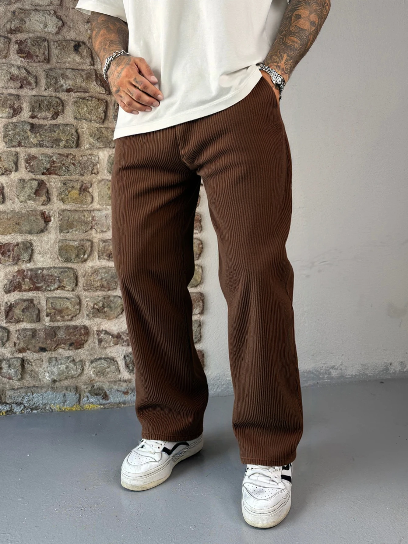 

Мужские модные вельветовые повседневные брюки, элитные повседневные свободные прямые брюки, мужские широкие детали в японском стиле,