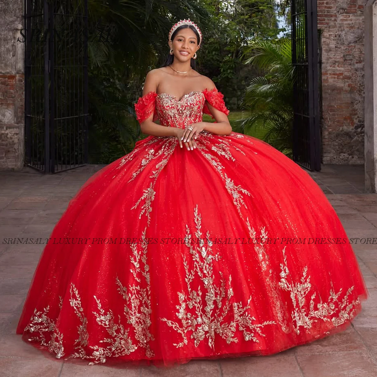 

Мексиканское платье Quinceanera по индивидуальному заказу, бальное платье ручной работы с цветком на плечах, корсет принцессы с бисером, Sweet 16, Vestidos De 15 Años