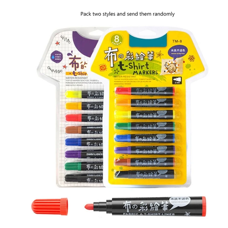 ปากกามาร์กเกอร์ศิลปะผ้าสำหรับเสื้อผ้า ปากกาเพ้นท์ผ้ากันน้ำแบบปลายสองด้าน