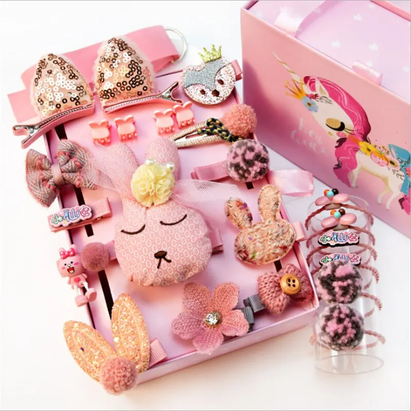24 Piece Set Gift Box Children\'s Hairpin Girls Do Not Hurt Hair Baby Hairpin New Retro Cute Princess Hair Accessories Set