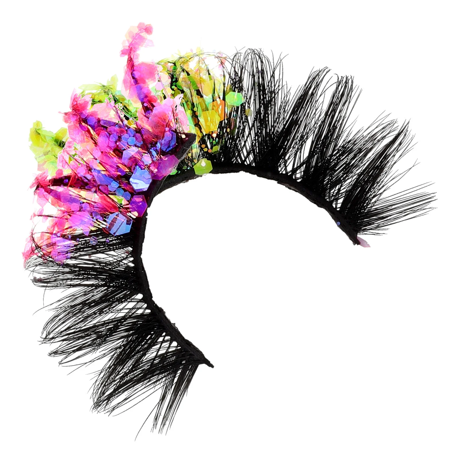 

1Pair Colorful Glitter False Eyelashes Fluorescent Party Luminous Color Changing Sparkling Fake Lashes for Eye