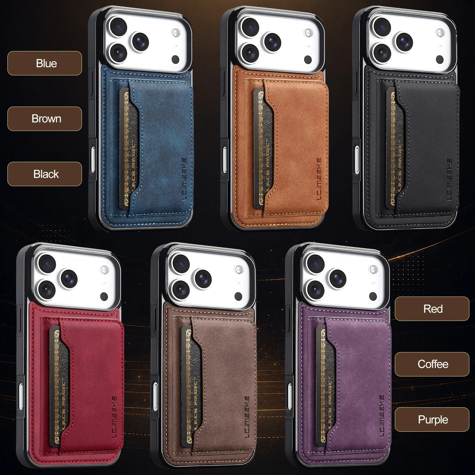 2 in 1 Detachable Magnetic Leather Wallet Cards Solt Case for iPhone 18 Pro Max 17 16 15 14 13 12 for Magsafe Shockproof Cover view 6
