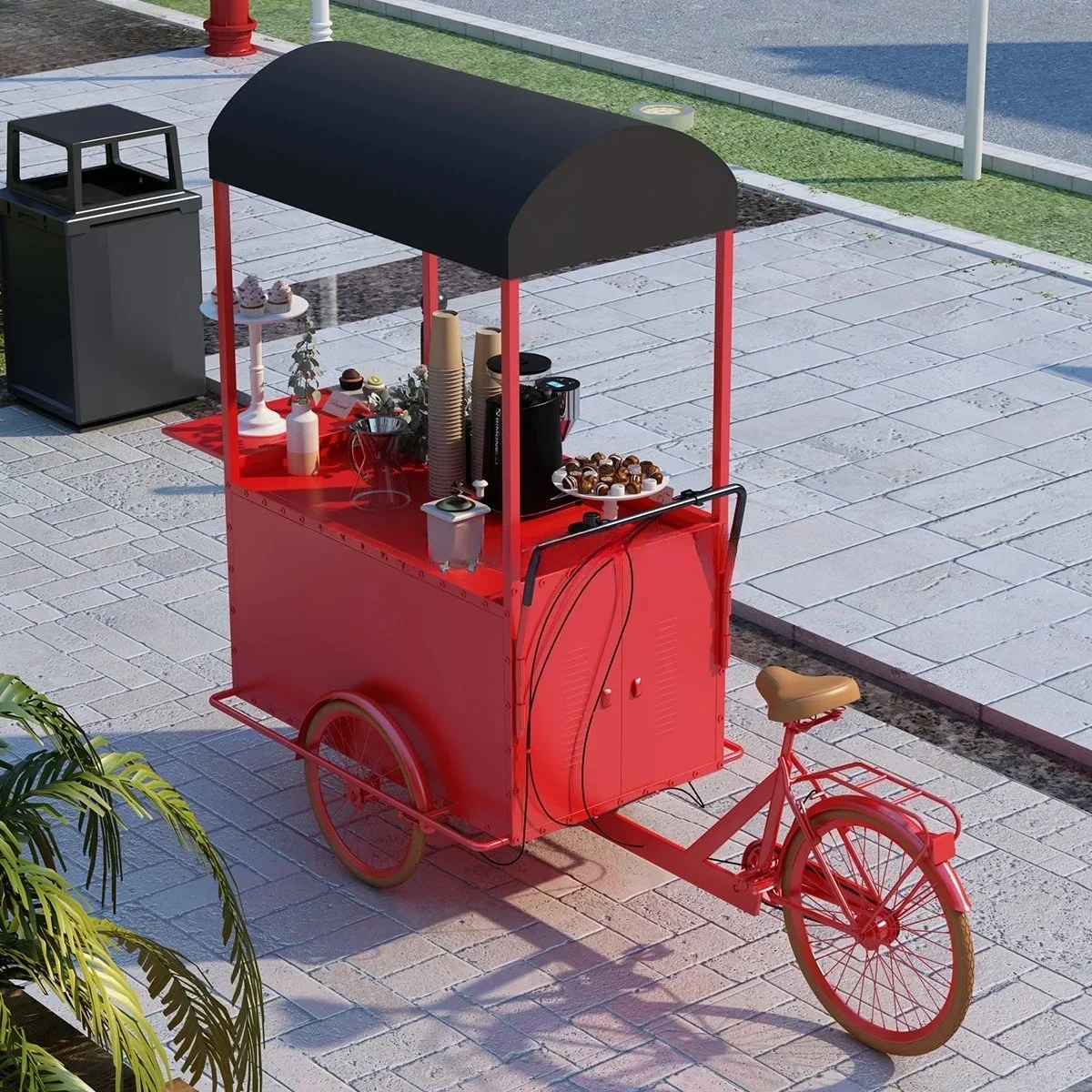 1-u10mobile stall night market mobile coffee cart upside down donkey tricycle home decoration accessories