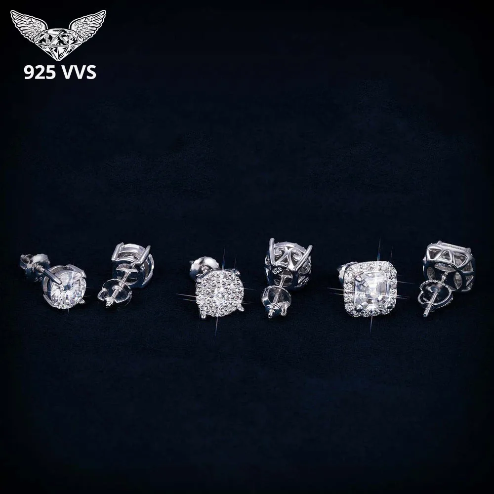 Classic Moissanite Earrings For Men Women Pass Diamonds Tester S925 Silver Ear Studs Hip Hop Jewelry With GRA