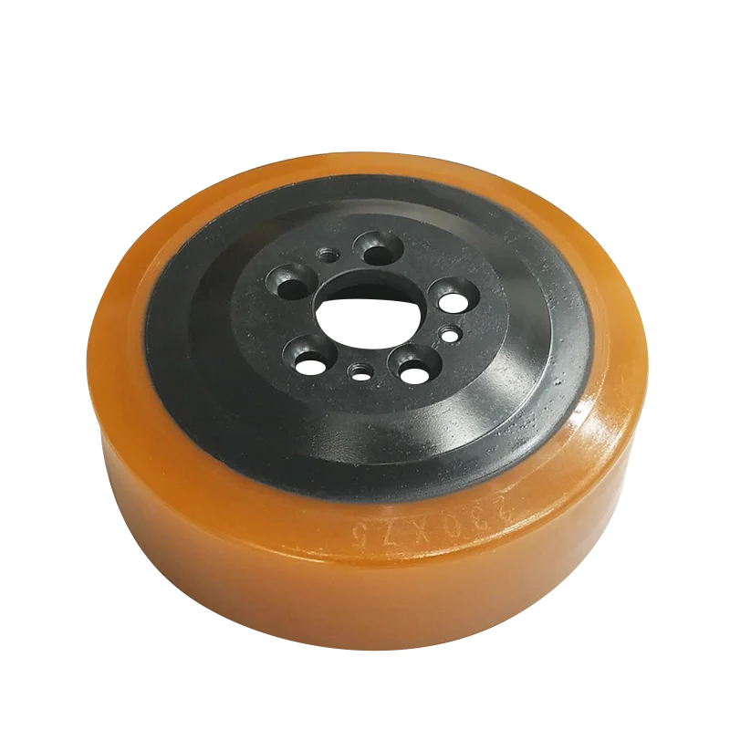 フォークリフト用鋼製リム付きゴム巻きpuドライブホイール-230x75-82x45-5穴-フォークリフトホイール
