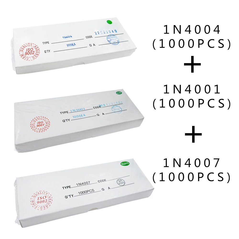 

100% новый 3000 шт./лот = каждая коробка 1000 шт. диод (1N4001 1N4004 1N4007) выпрямительный диод
