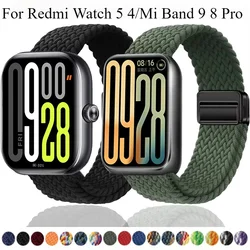 Nylon Braided Loop Strap For Redmi Watch 4 5 6 Magnetic Buckle Breathable Wristband Xiaomi Band 9 8 Pro Adjustable Bracelet Belt