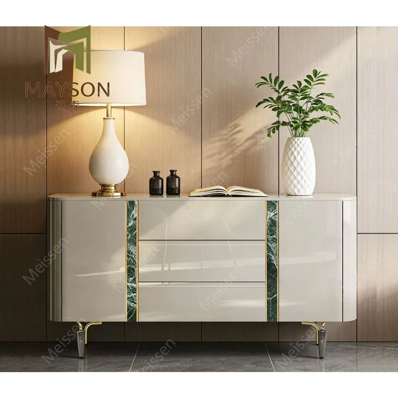 Premium paint dining side cabinet Italian light luxury door cabinet is decorated against the wall side cabinet partition