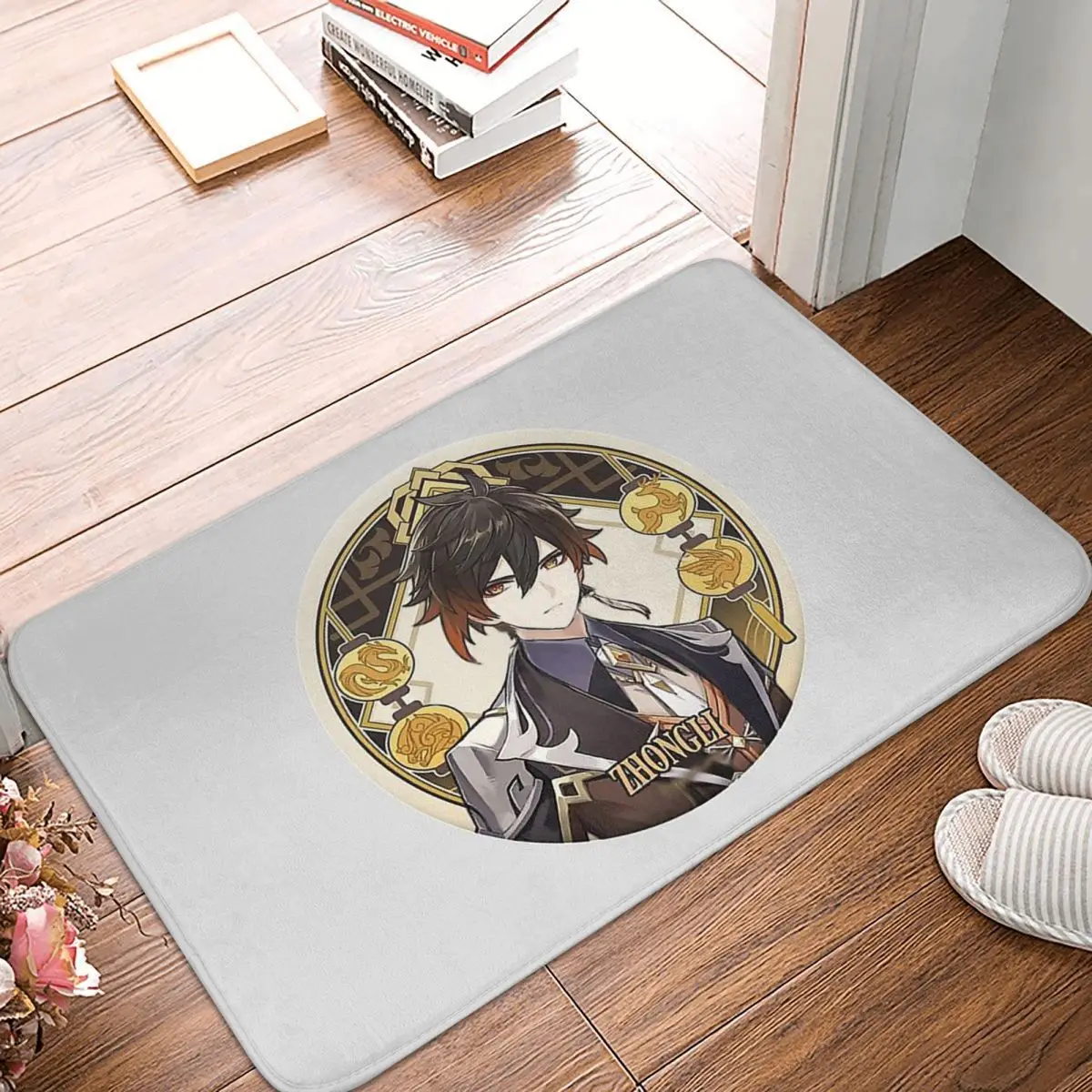 

Genshin Impact Adventure Game Non-slip Doormat Zhongli Pop Circle Living Room Kitchen Mat Outdoor Carpet Home Pattern Decor