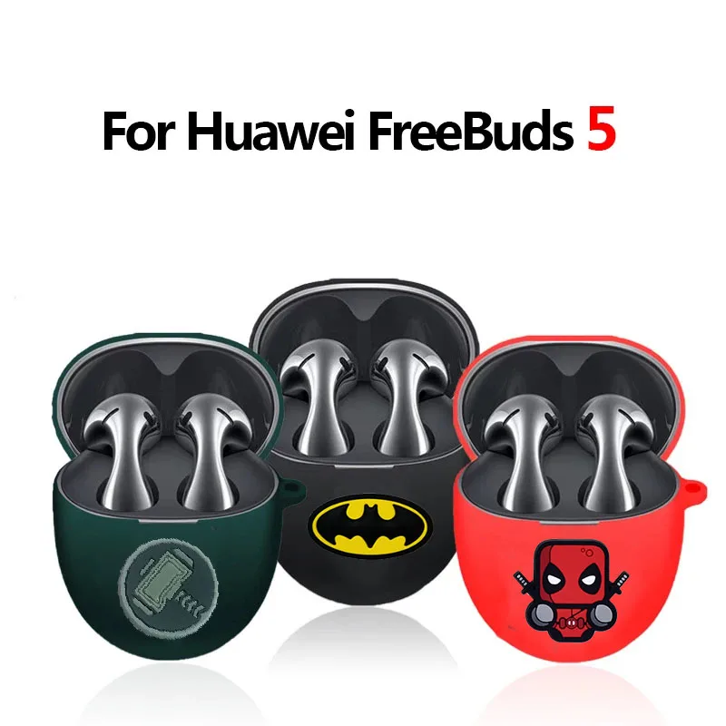 DIY Cartoon Batman Earphone Case for Huawei FreeBuds 5 / Freebuds 5i Wireless Blutooth Earbuds Charging Box Protective Cover