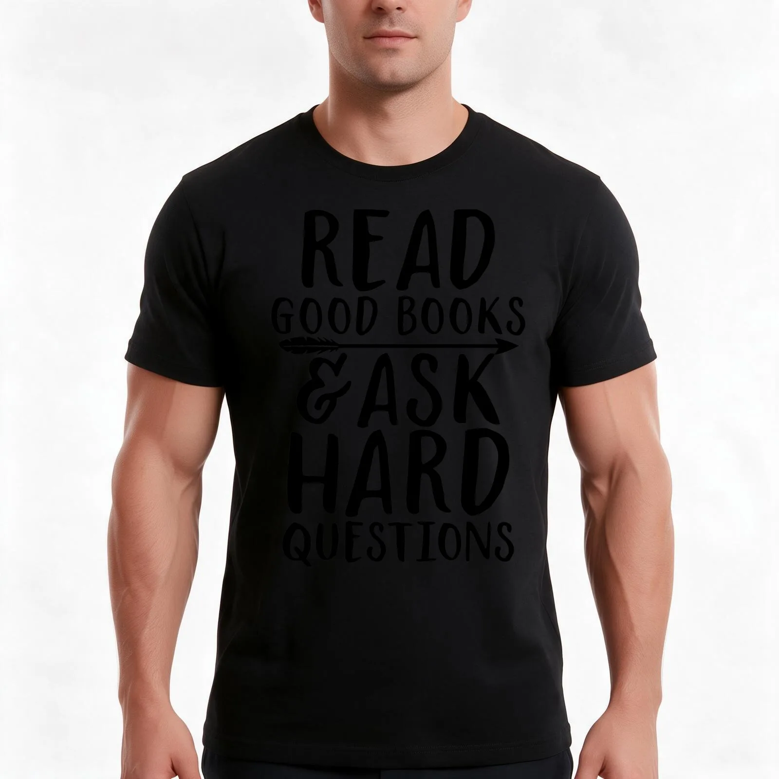 Read good books and ask hard questions T-Shirt, Summer Casual Cotton Tee, Oversized Streetwear Tops, Vintage Graphic Print