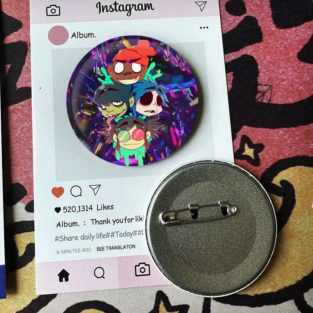 For D-Damon Albarn G-Gorillaz Badges 25 32 44 58 75 mm Round Fans Collect Friends Gifts Brooch Souvenir