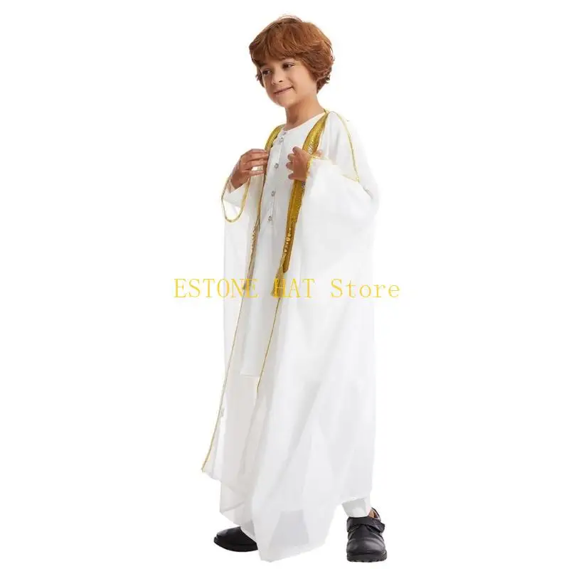 

49MF исламский арабский халат Ближневосточный кафтан для мальчиков-подростков, ближневосточный арабский халат Тобе длинное для