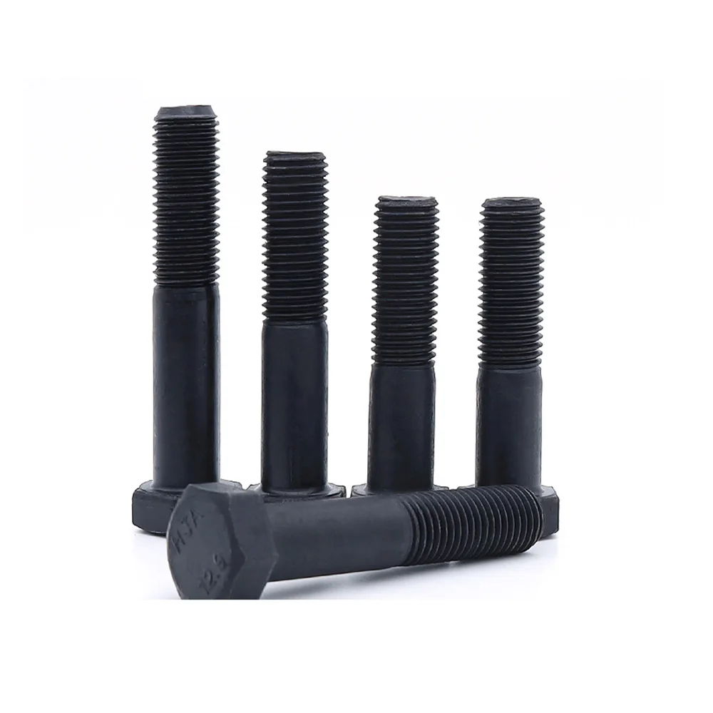 External Hex Hexagon Head Screws M6 M8 M10 Black Grade 12.9 Alloy Steel Outer Hexagon Head Cap Partially Thread Screw Bolt