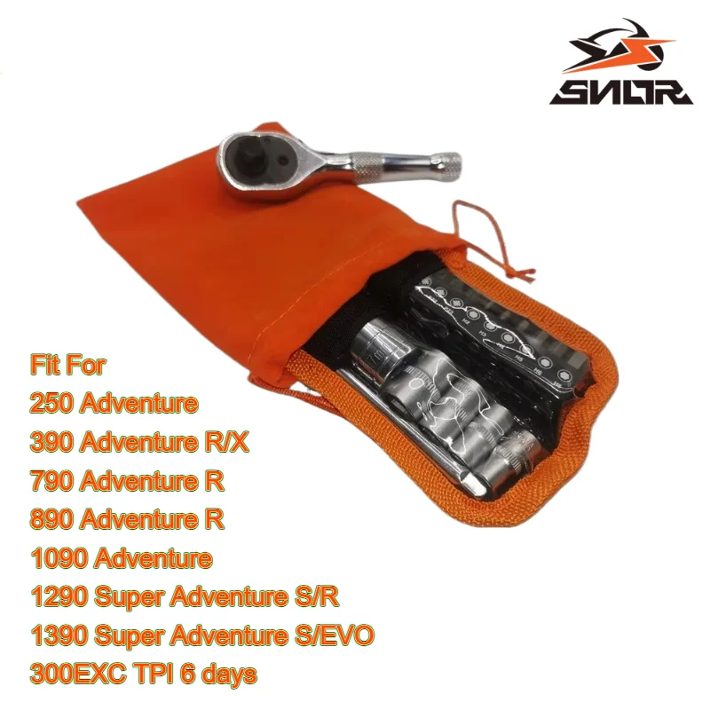 SNOR 33Pc Compact Portable Emergency Motorcycle Maintenance Repair Tool Kit For KTM Adventure Off Road Motorcycle General Repair
