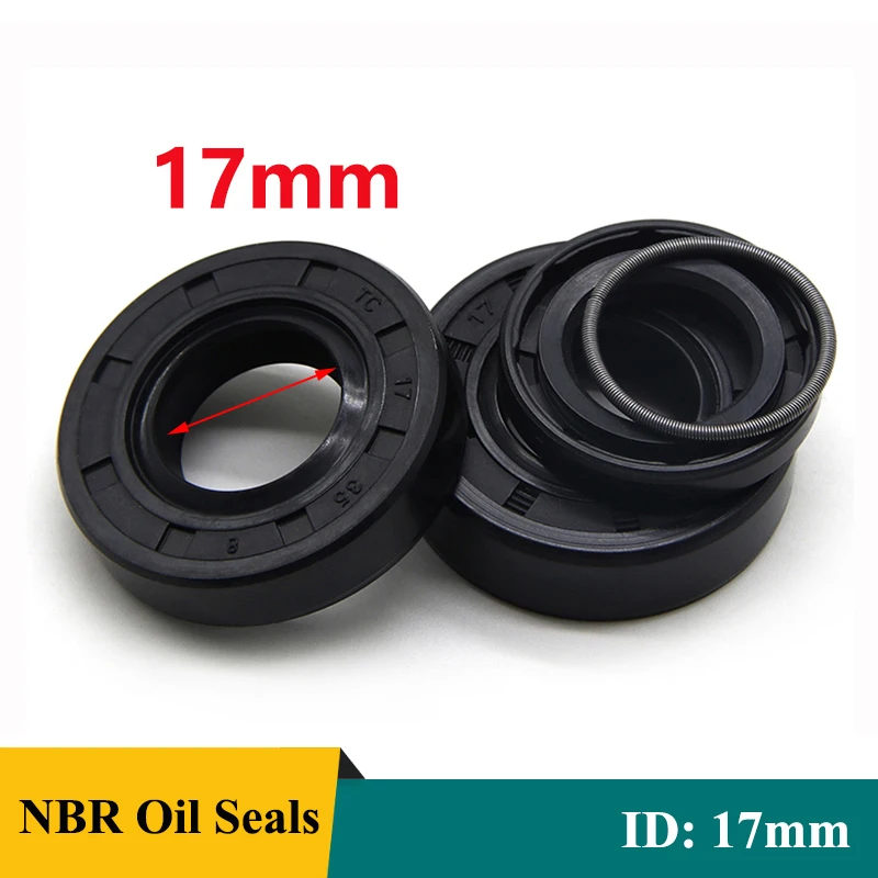 2/5pcs Black NBR Oil Seals ID17mm TC-17*25/27/28/30/32/35/40/45/47*5/7/8/10mm Nitrile Rubber Shaft Double Lip Oil Gasket