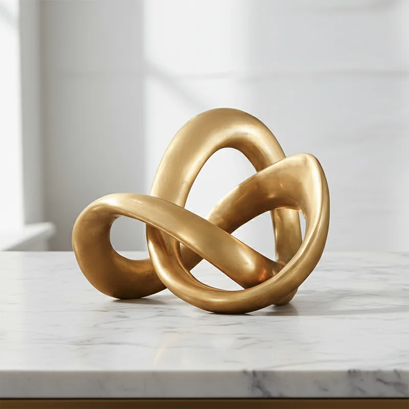 Golden Resin Twisted Braid Ornament Creative Hollow Art Sculpture Living Room Bookshelf Office Golden Ornament Home Decor Gifts