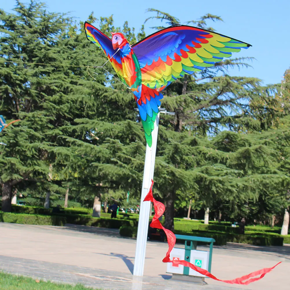 1 set 1 set grande pappagallo luminoso design del fumetto bambini all'aperto per parco pappagallo aquilone con coda lunga spiaggia coda lunga aquilone 3D
