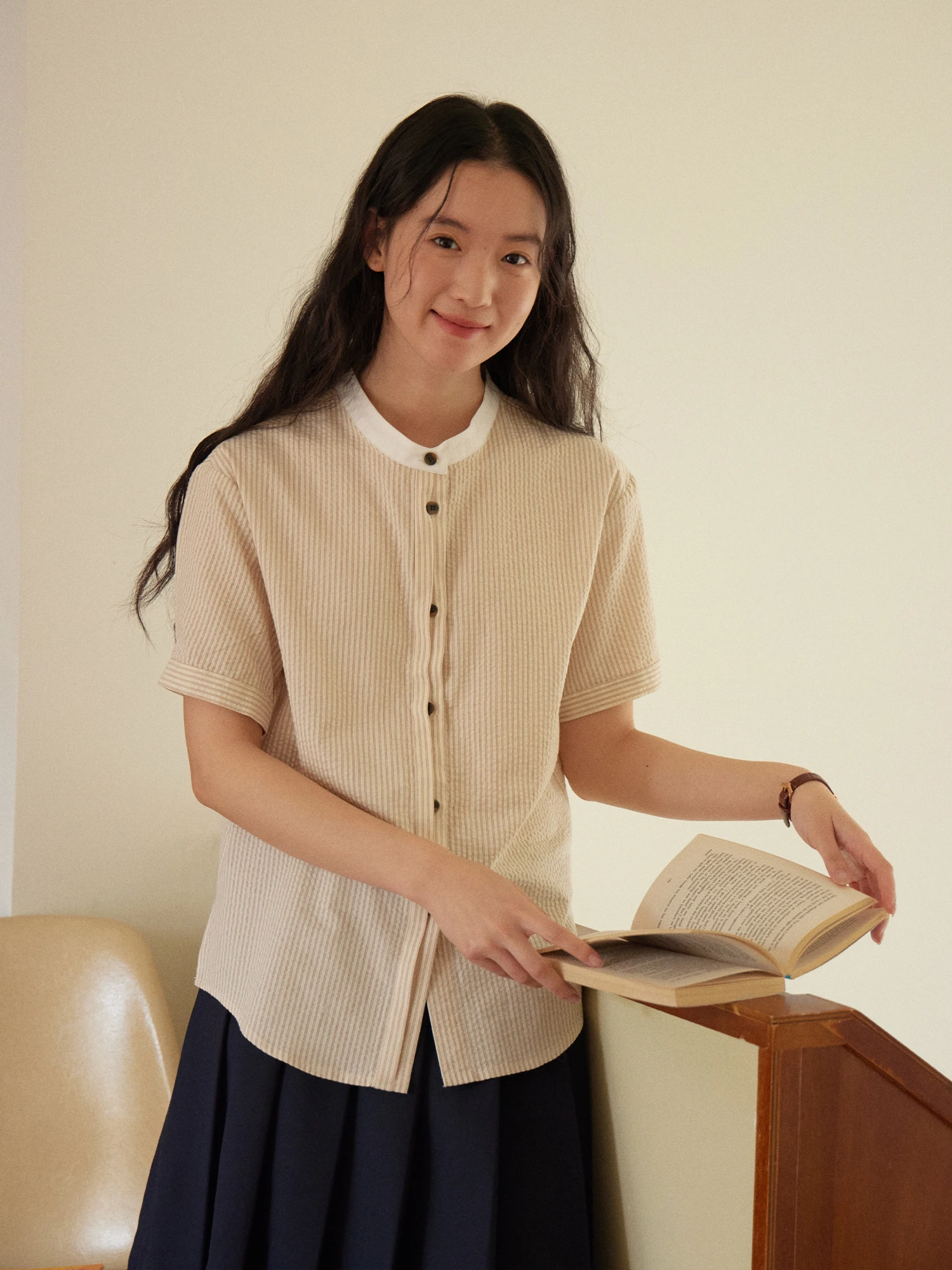 

Женская летняя универсальная рубашка Sullenger из хлопка с полосками и цветовыми блоками, в французском стиле, свободного кроя, из чистого хлопка, с коротким рукавом