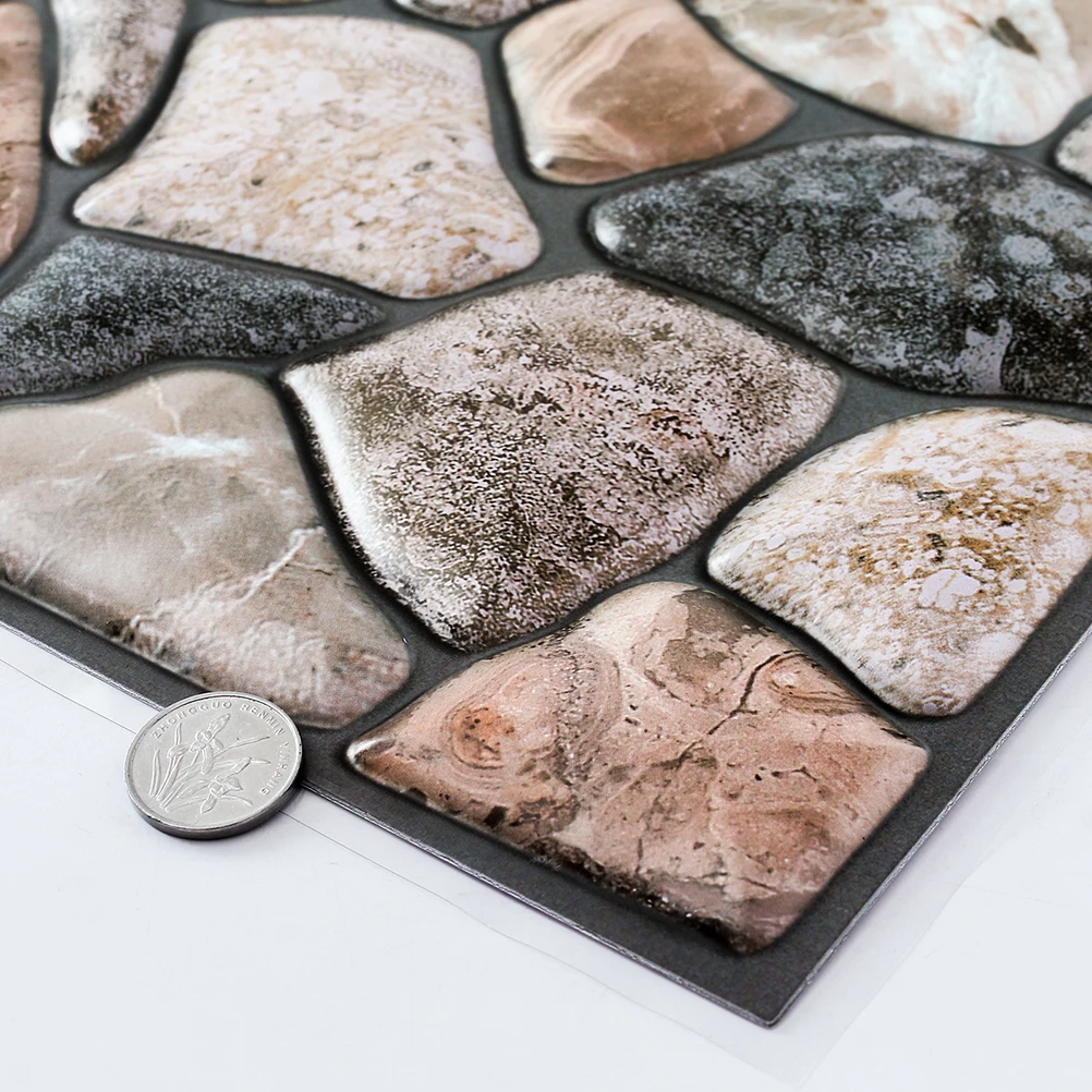 

10 Pcs Self Adhesive Wall Tiles Waterproof Removable Backsplash Brick Wallpaper Kitchen Bathroom Living Room Decor Plastic 3D