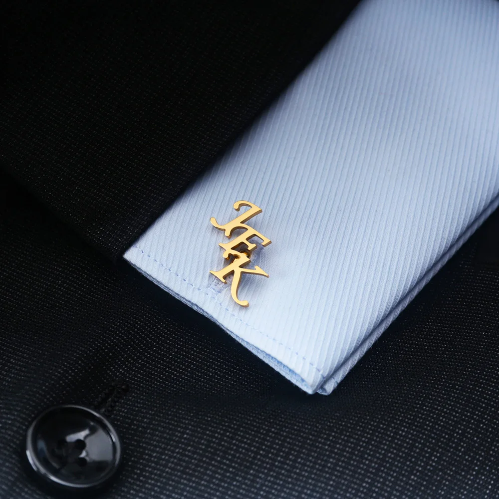 

Tangula Custom 2-3 Letters Cufflinks Personalize Stainless Steel Initials Cufflinks Shirt Buttons For Men Trendy Wedding Jewelry