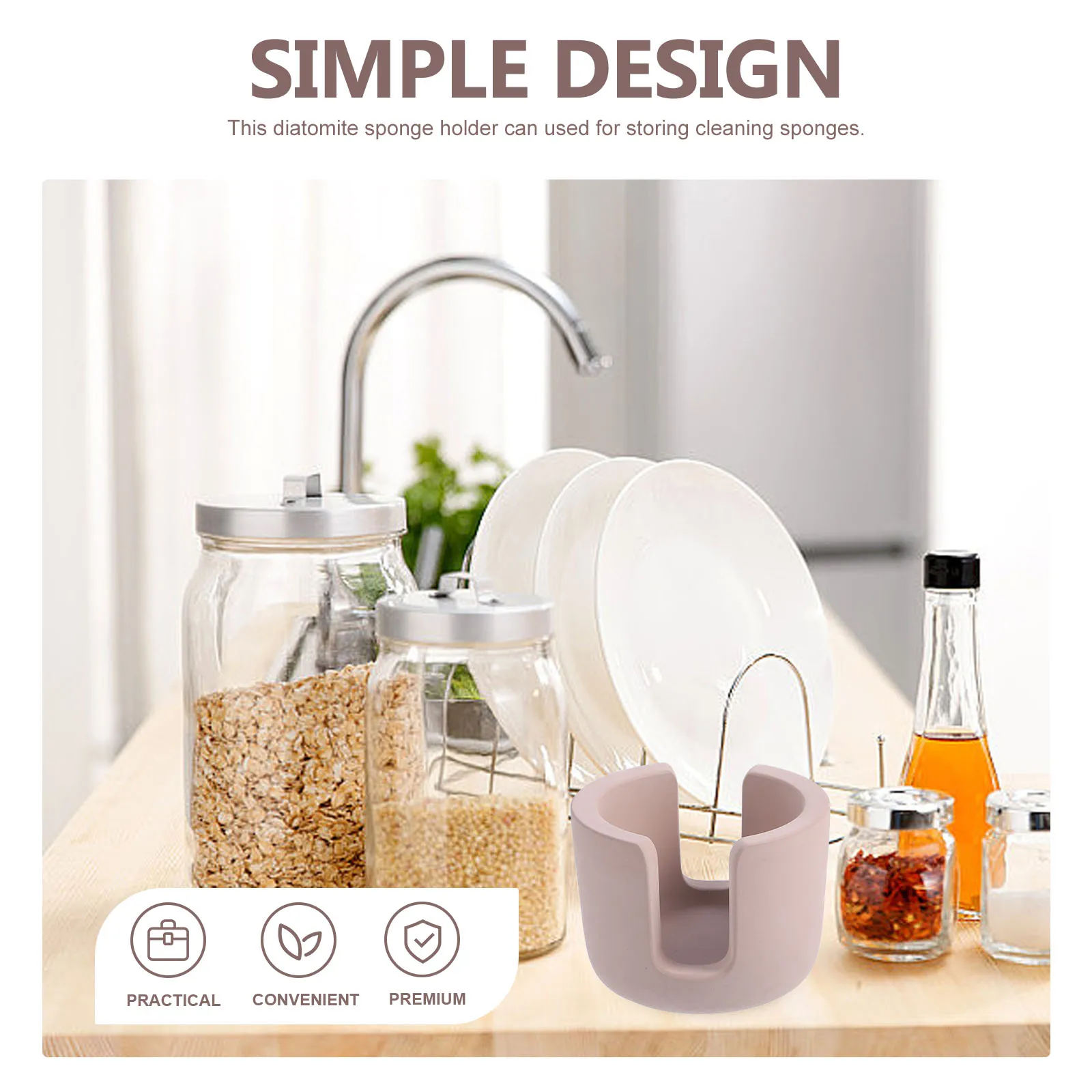 

Quick Drying Diatomite Sponge Holder Kitchen Sink Organizer Absorbent Sponge Rack for Dishcloth Storage Functional Washable