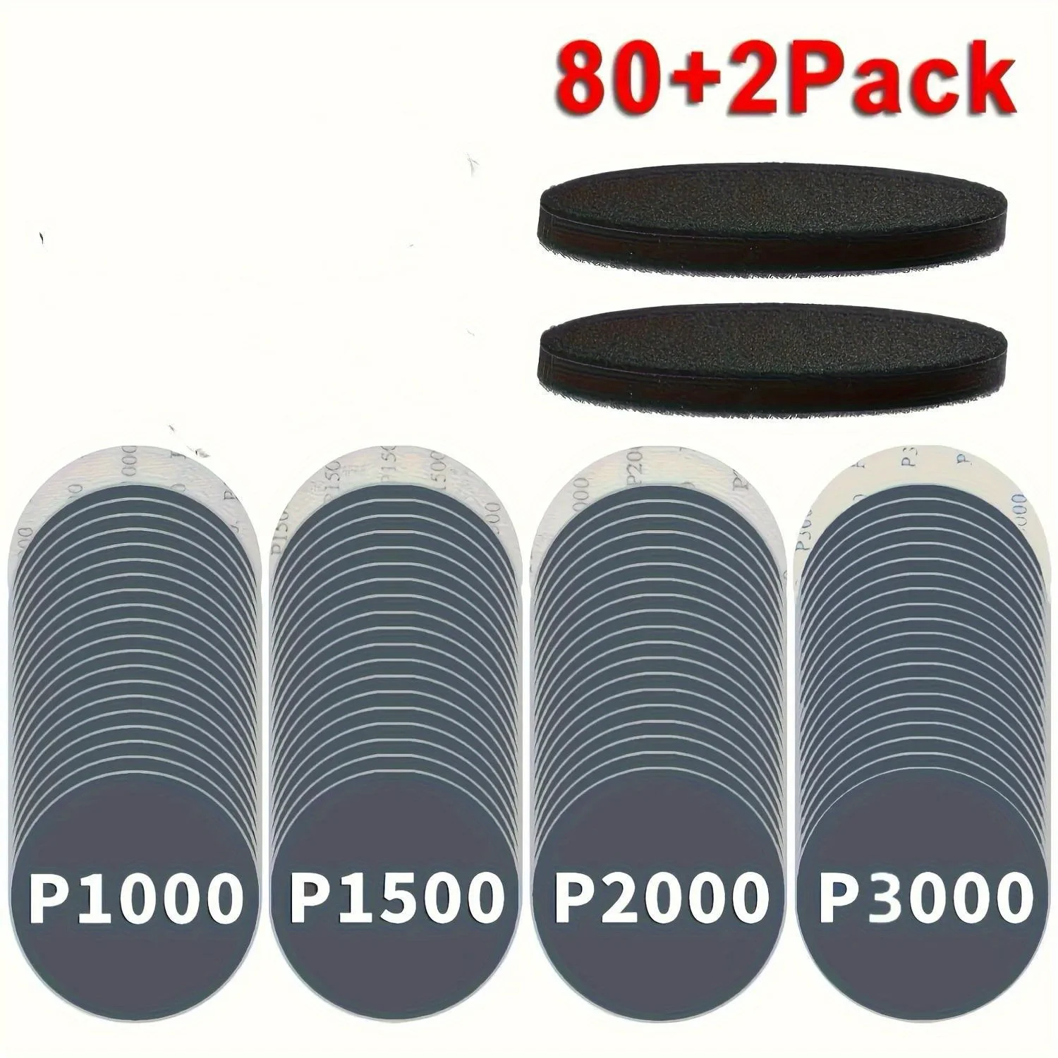 80pcs 5 Inch 125mm Hook & Loop Sanding Discs Set, 1000/1500/2000/5000 Grits, Wet/Dry Sandpaper with 2pcs Foam Pads for Random Or