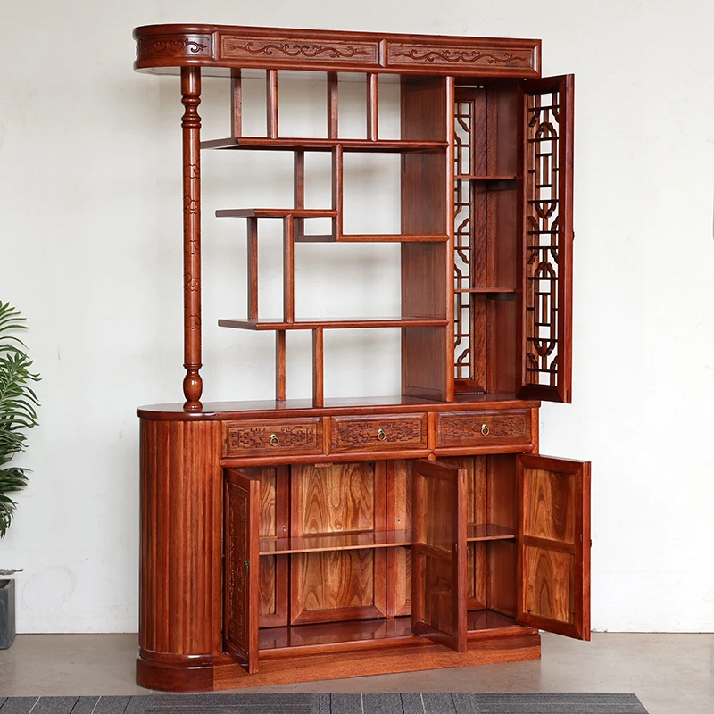 Solid wood double-sided storage shoe cabinet wine cabinet
