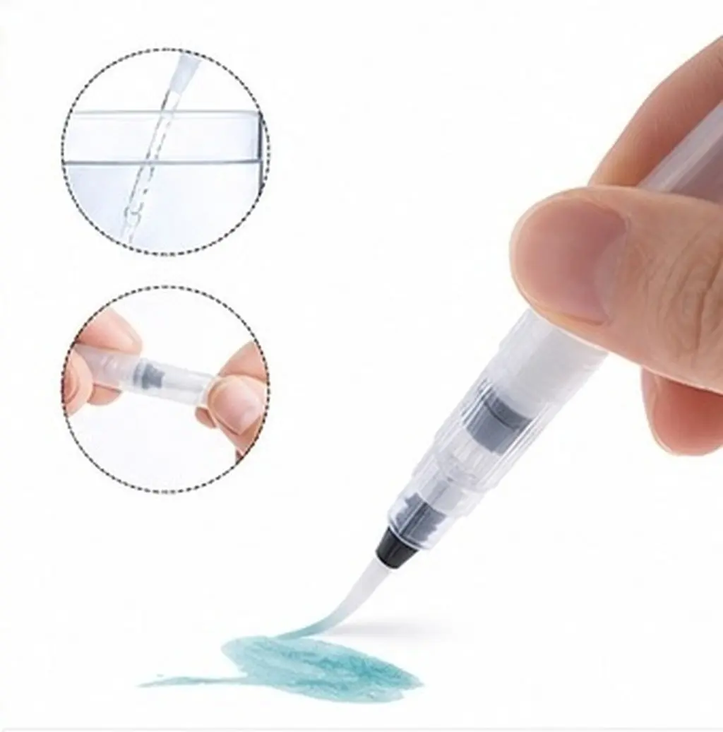 4Pcs Water Coloring Brush Pen Set for Artists Beginners Sensitive Response Delicate Lines Pools of Color Easy Flow