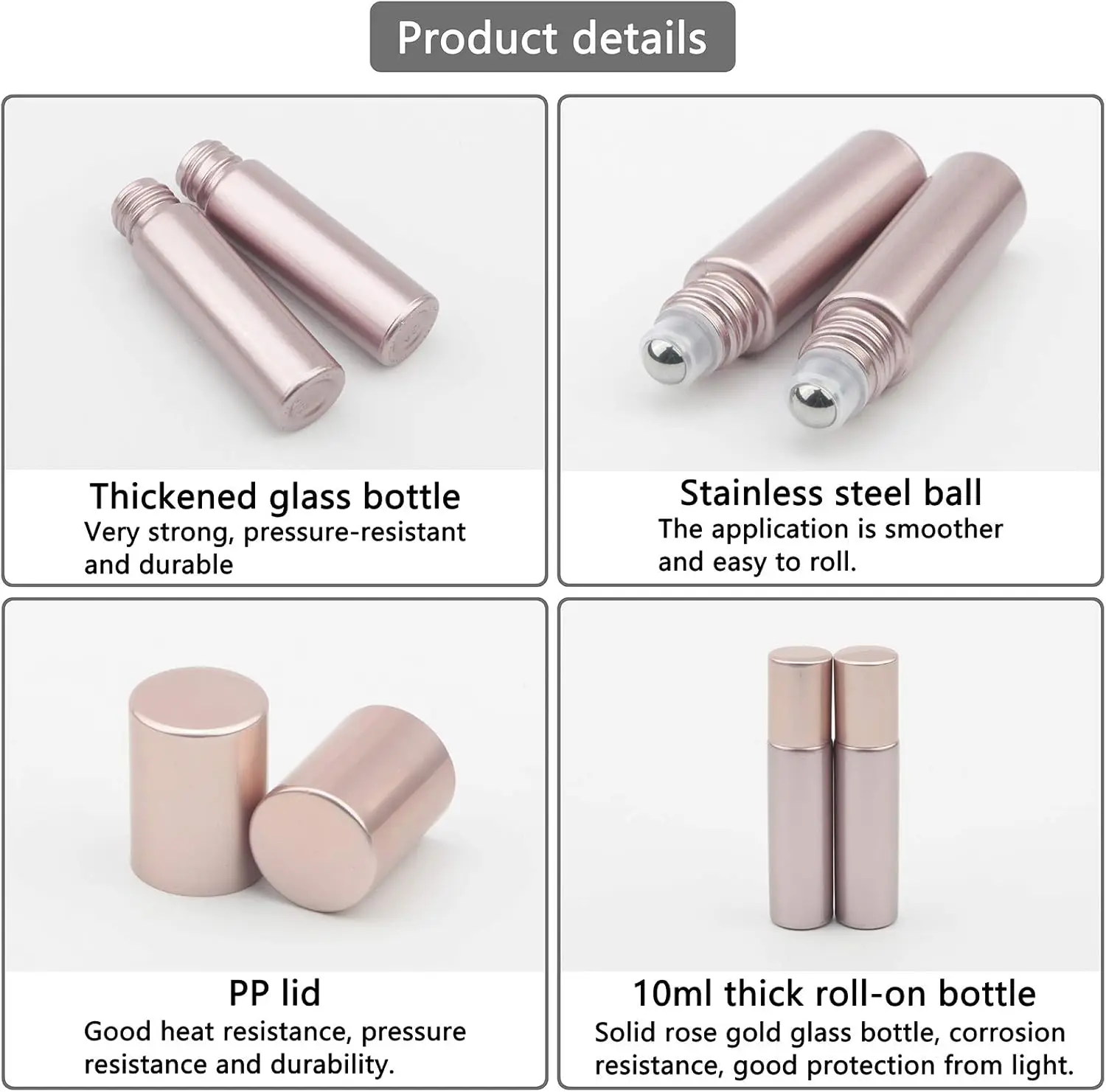 14 Uds. Botellas de vidrio con rodillo de 10ml para aceites esenciales, botellas de Perfume recargables de viaje con embudo de bolas de rodillo de acero inoxidable