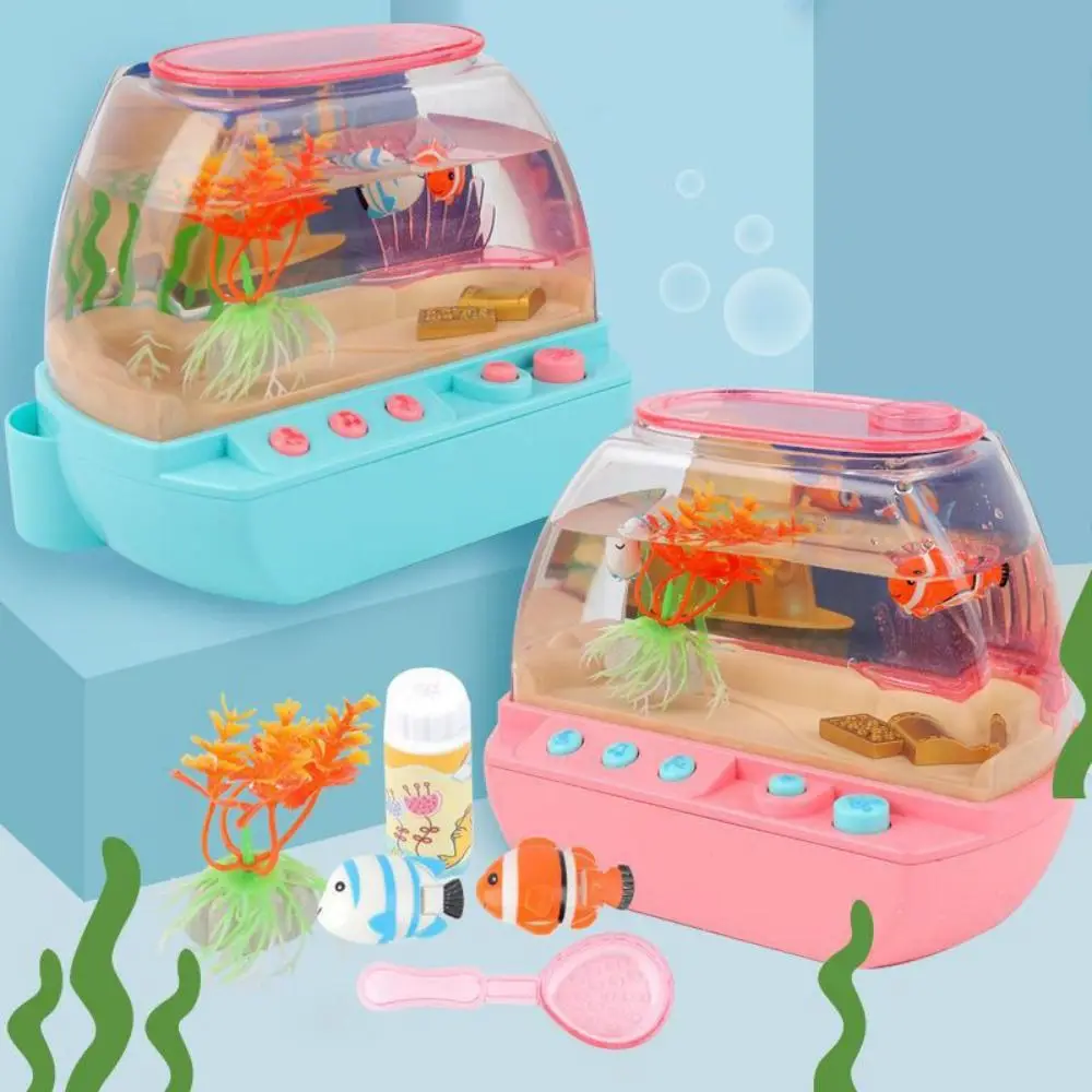 Artificial Fish Tank Mini with Light with Music Ocean Interactive Play House Toys Fish Tank Decoration For Home Education Toys