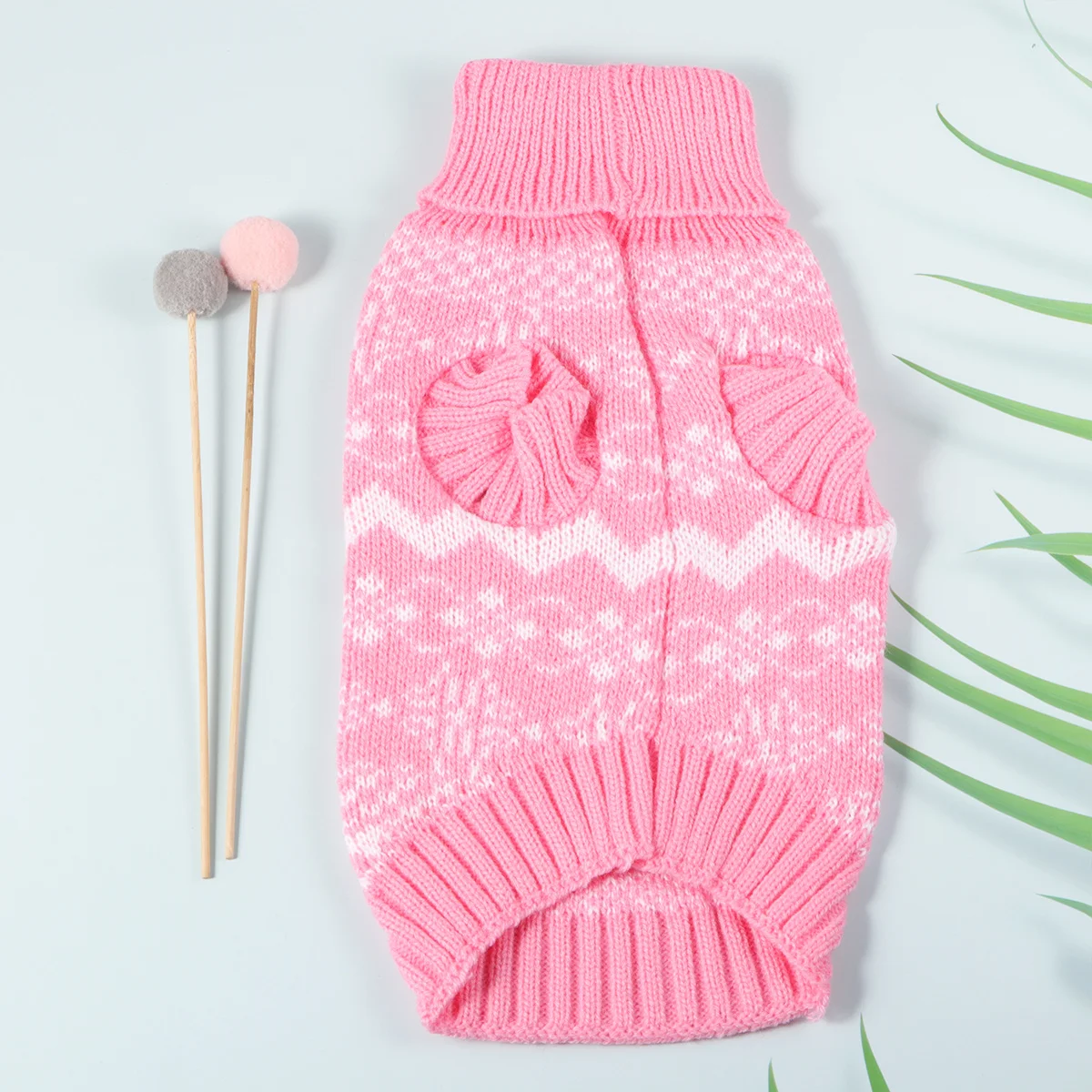 

Pet Knitted Sweater Pink S Dog Clothes High Collar Warm Puppy Costume Winter Clothes Christmas Gift Knitted Sweater