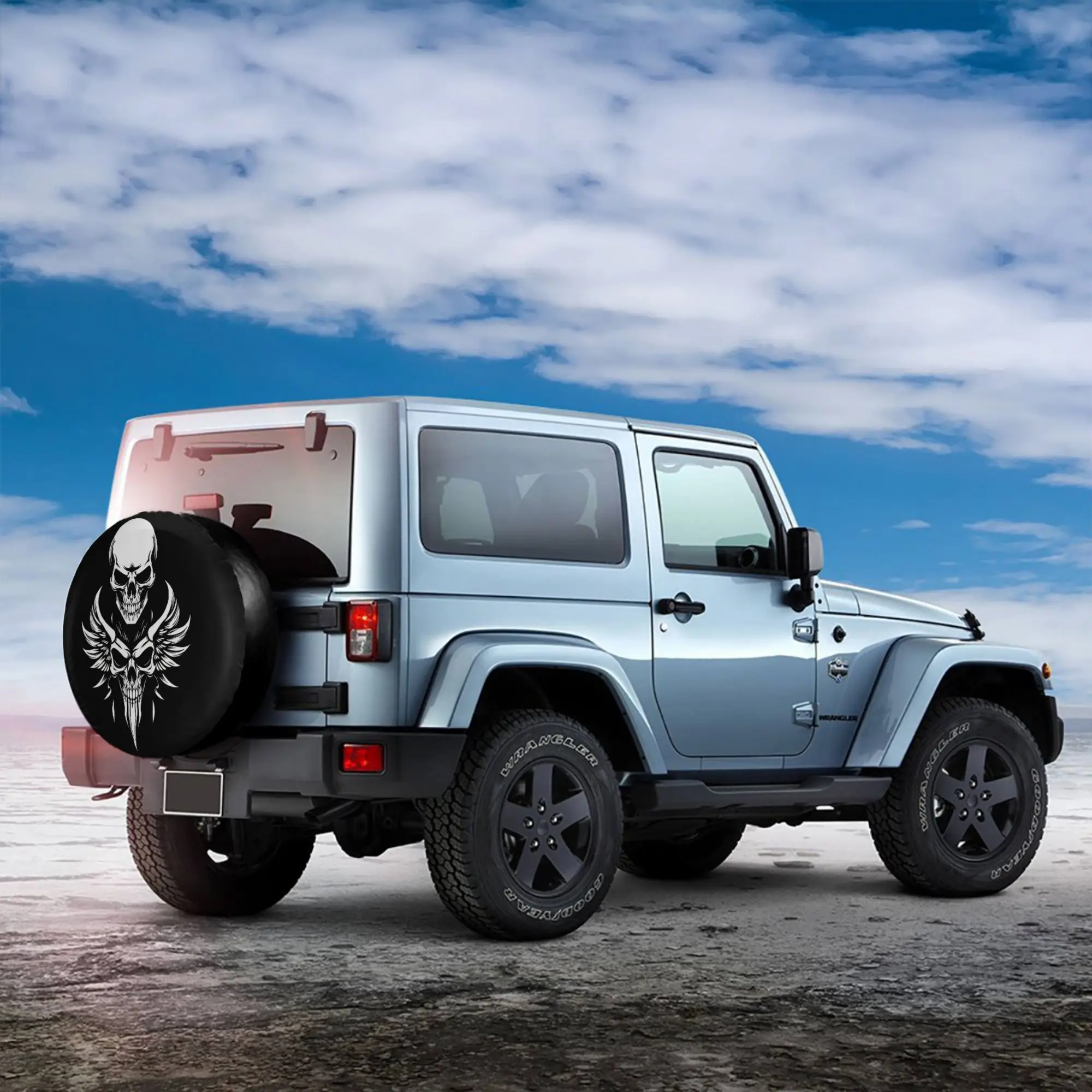 1pc Dark Skeleton Car Spare Tire Protection Cover, Suitable For 14 Inch, 15 Inch, 16 Inch, And 17 Inch Tires, Suitable For Jeeps