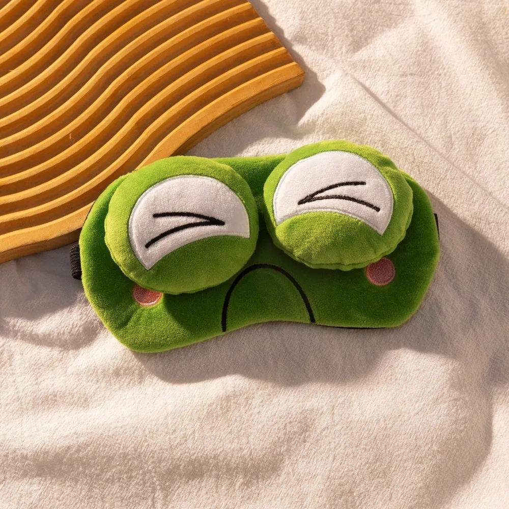 Creative Funny Frog Sleep Mask Plush Adjustable Frog Blockout Light Eye Cover Cartoon Headwear Sleeping Aid Eye Mask Sleep