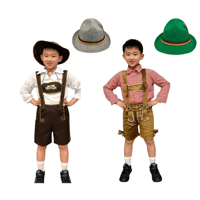 Kid Oktoberfest Dirndl Boy Costume Bavaria Beer Party Munich Costumes Fantasia Outfit Hat Traditional Couple German Clothes