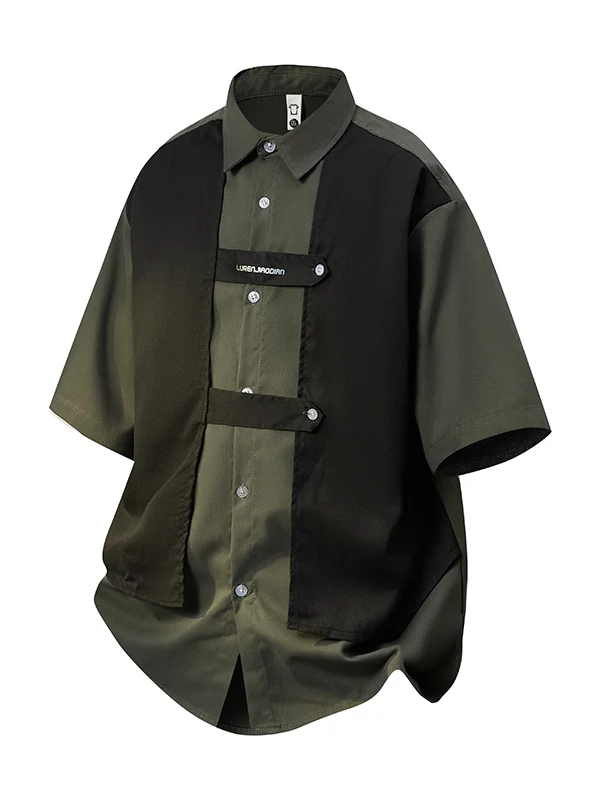 

Свободная мужская рубашка с коротким рукавом в гонконгском стиле, повседневная рабочая одежда, модный бренд, дышащая, летняя, модная, в стиле High Street