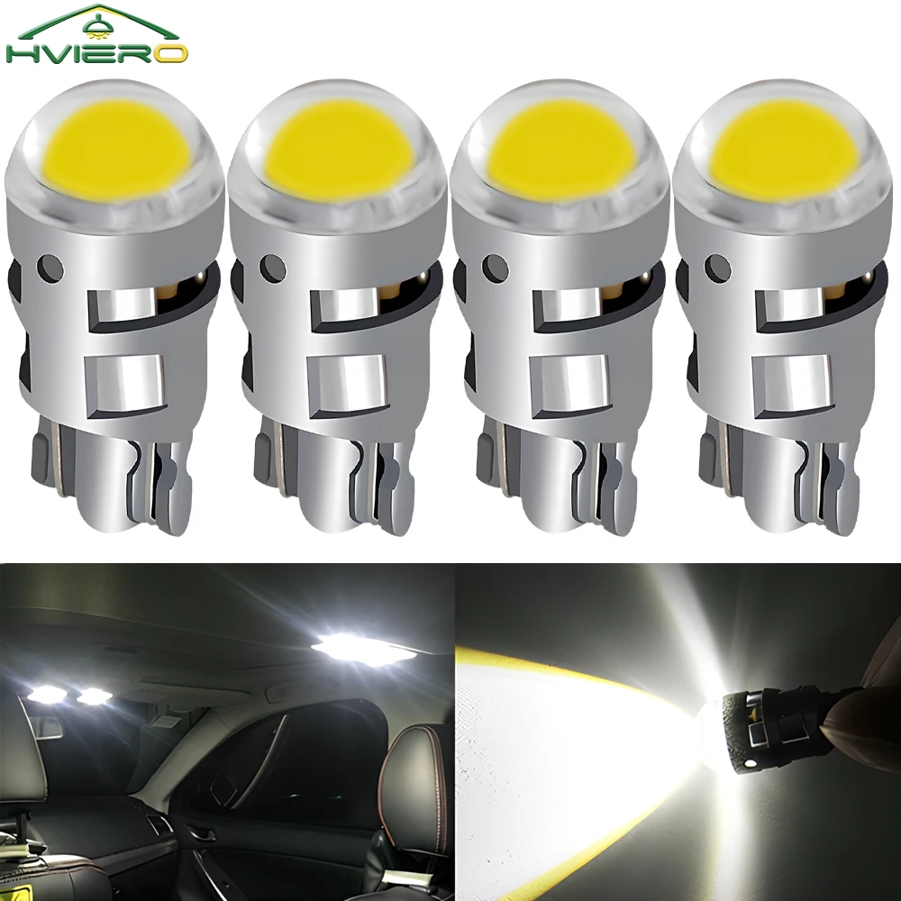 

4Pcs T10 COB Led DC 12V Signal Lamp Car Bulb W5W 194 168 Reading Interior Lamps Clearance Backup Reverse Fog Light Ultra Bright