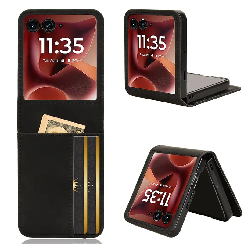 Etui na Motorola Razr 60 Ultra 40 50 Ultra 60 Pro Razr Ultra 2025 Półrozdzielone Retro Etui na Telefon Komórkowy z Wieloma Kieszeniami na Karty — zdjęcie produktu 2