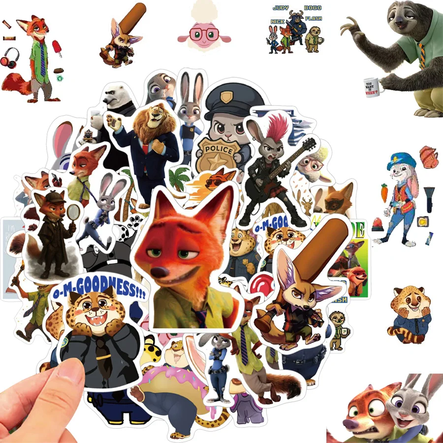 

50/100 шт. наклейки «Зверополис», сувениры для дня рождения, водонепроницаемые наклейки, подарки, телефон, автомобиль, скейтборд, ноутбук, наклейка, наклейка