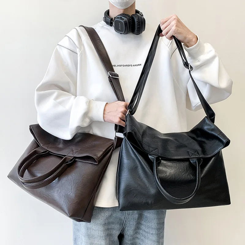 Designer Style Men's Commuting File Bag Hand-Held Briefcase Multifunctional Large Capacity Versatile Tote Bag Crossbody Bag