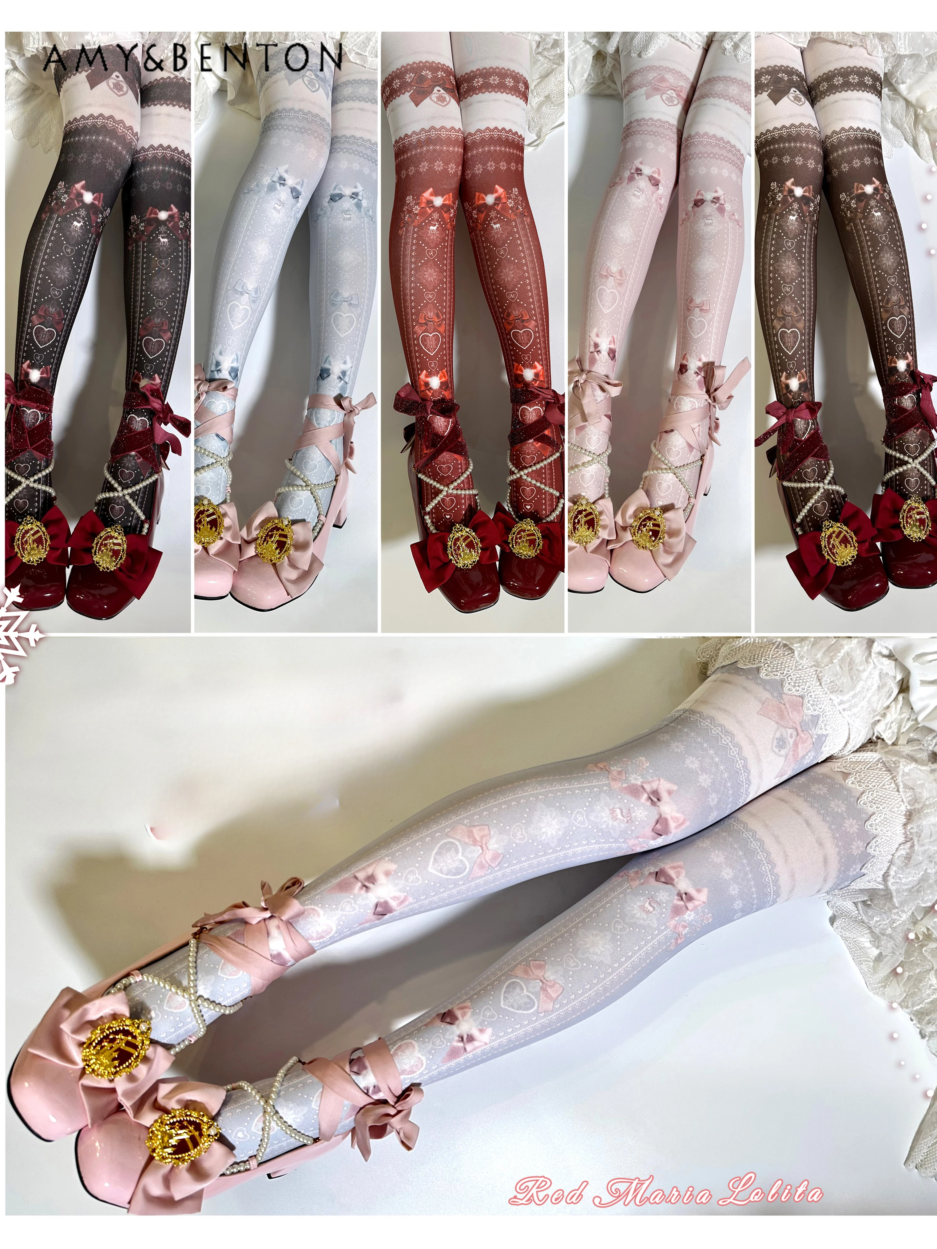 

Vintage Palace Queen Pantyhose Sweet Gothic Duplex Printed Thigh High Stockings Versatile Slim Kawaii Lolita Knee High Socks